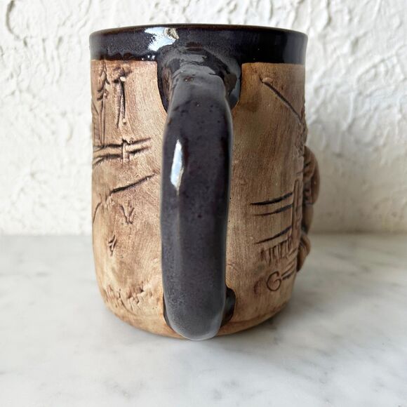 Vintage NA Eastman Pottery Mug Jogger Runner Sports Handmade Clay Signed 1980 - Picture 4 of 7